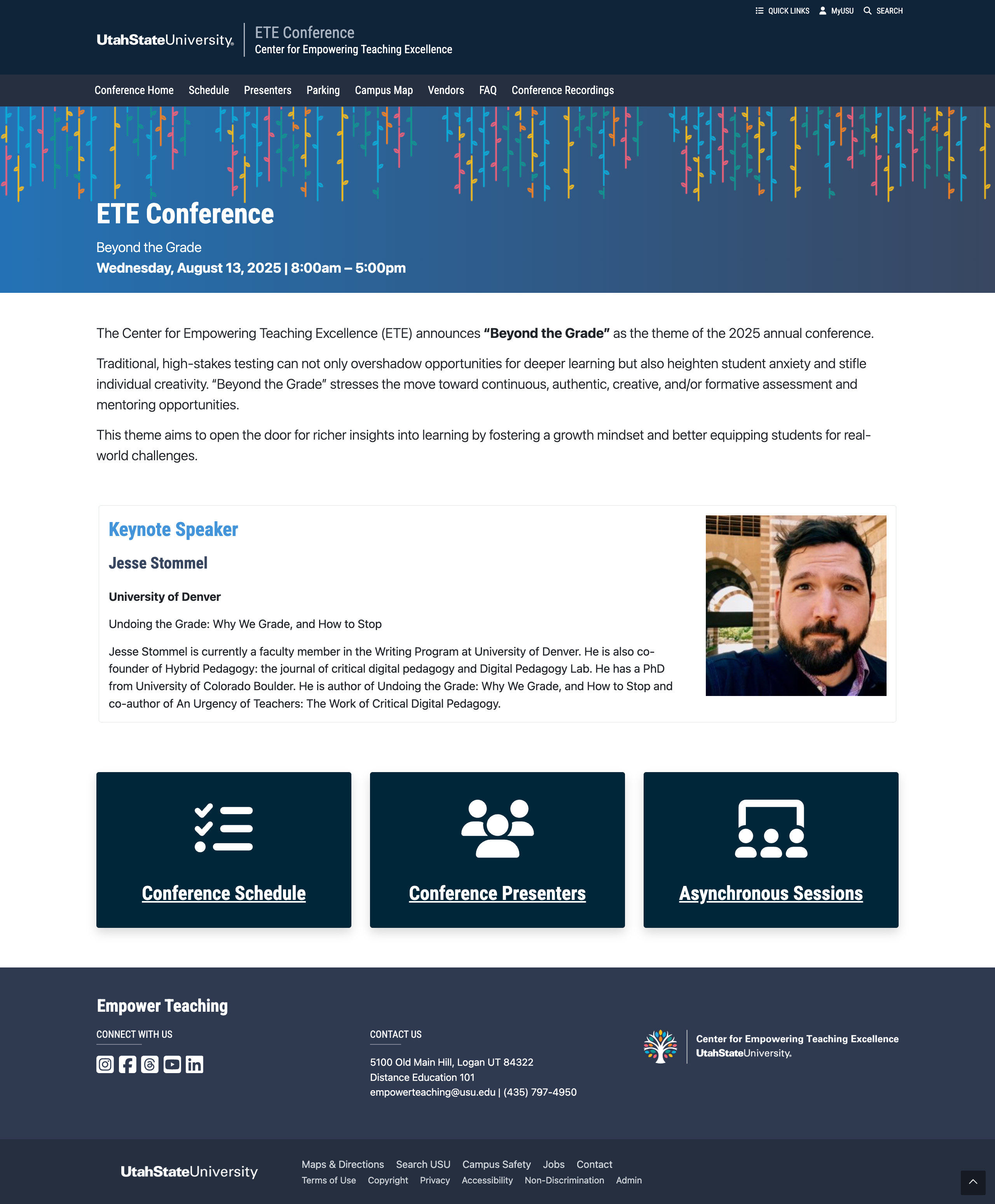 ETE Conference website after redesign - clean, organized layout with consistent branding