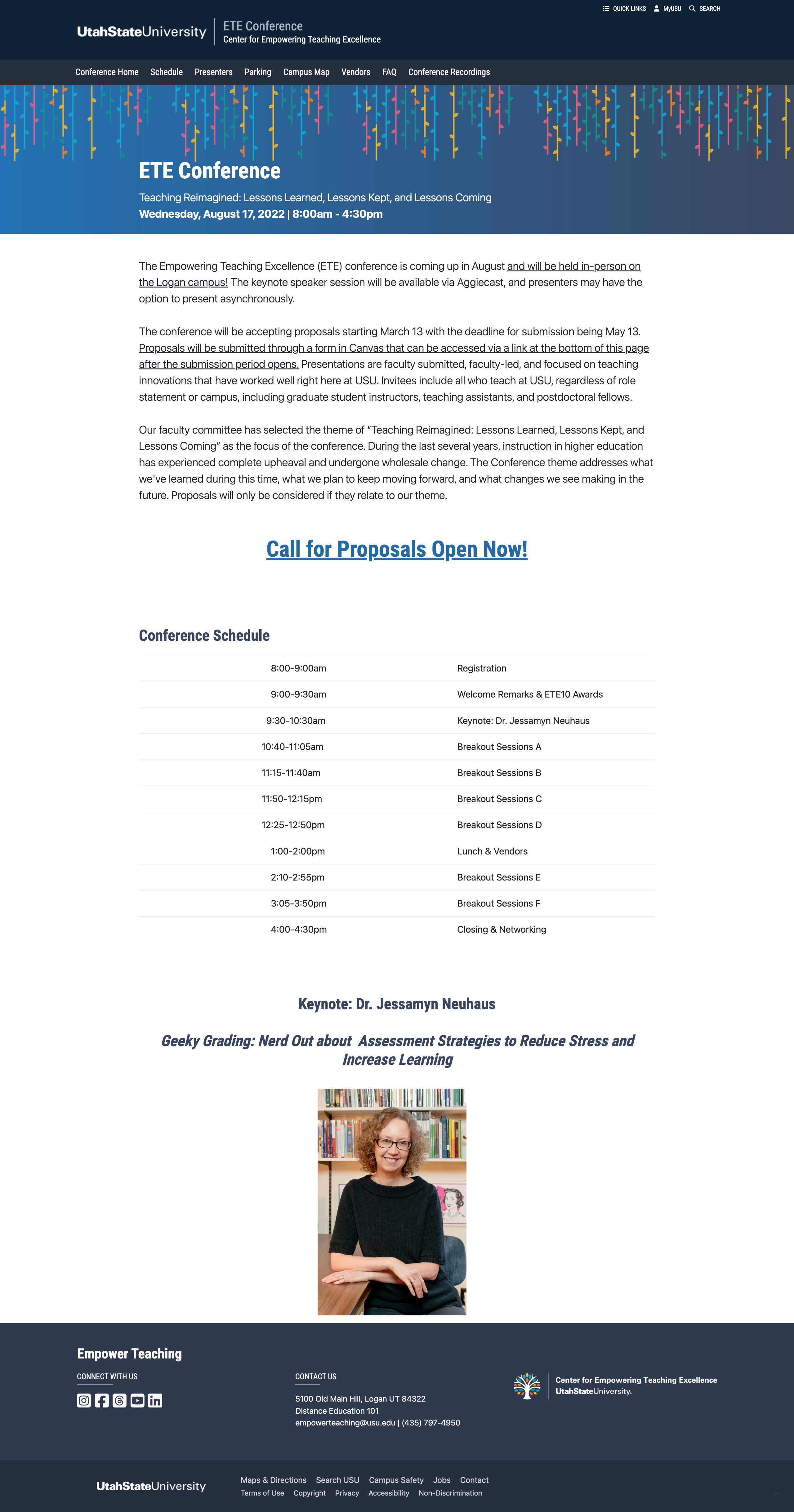 ETE Conference website before redesign - cluttered layout with inconsistent styling