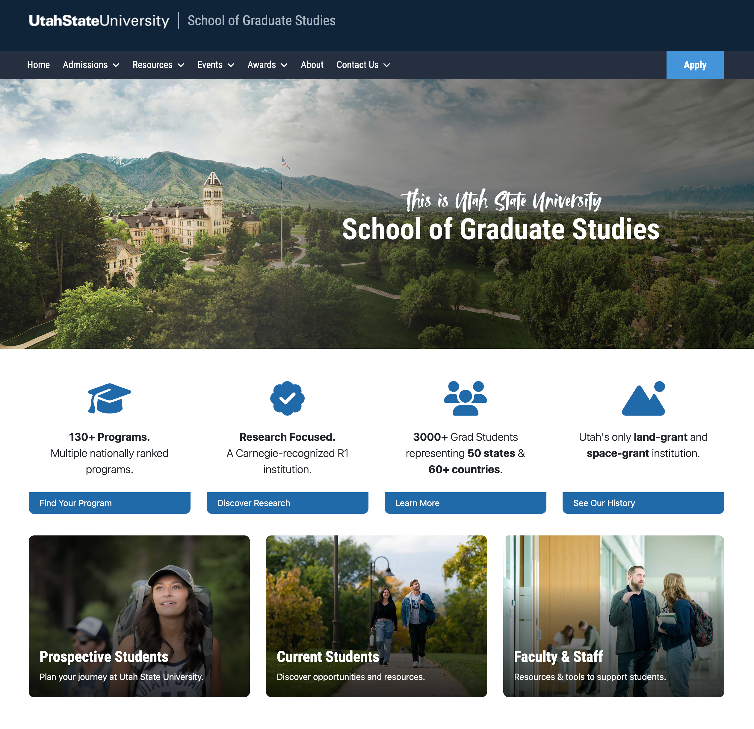 Redesigned Graduate Studies Homepage