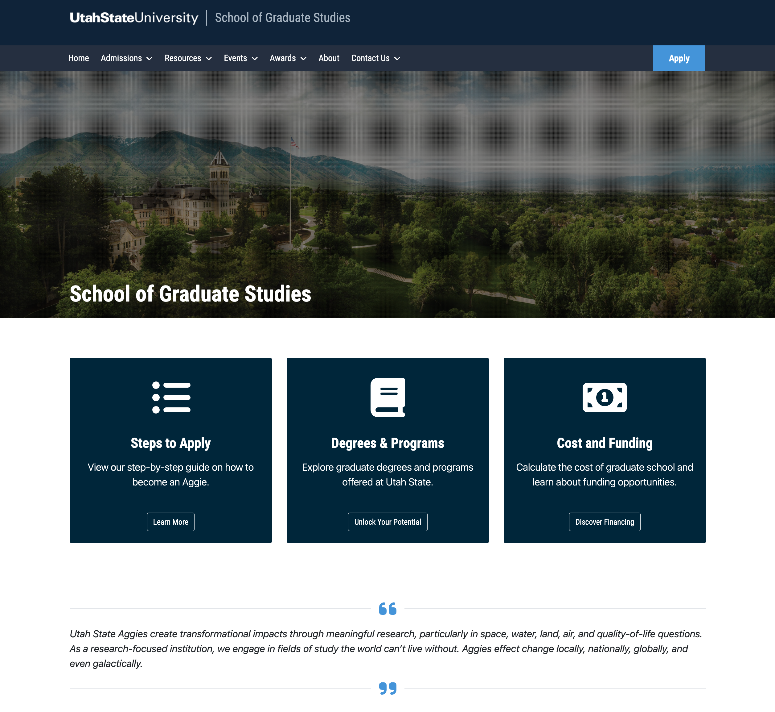 Original Graduate Studies Homepage